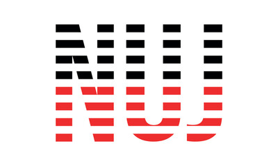 NUJ three initial letter iconic line negative space minimal logo design vector template. monogram, abstract, wordmark, business, typography, minimalist, brand, company, flat, modern, unique, simple