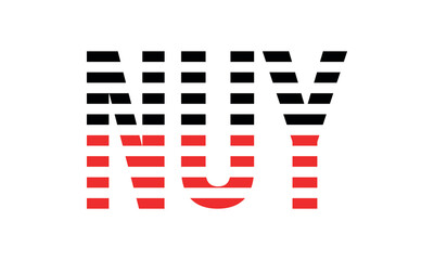 NUY three initial letter iconic line negative space minimal logo design vector template. monogram, abstract, wordmark, business, typography, minimalist, brand, company, flat, modern, unique, simple