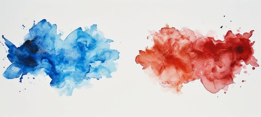 Blue and red watercolor splash. Symbolizes the presidential election democracy choice. Generative AI technology.