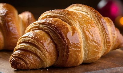 Capturing the essence of a perfectly baked classic croissant with a diverse array of flavors | Perfect breakfast of various croissant variations 