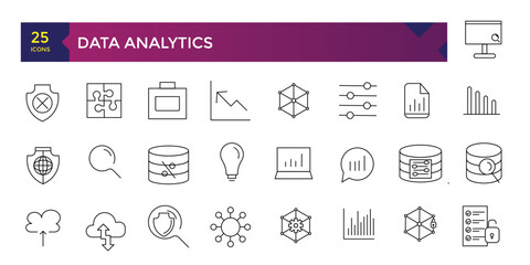 Data Analytics icons graphic design tools ui icon collection