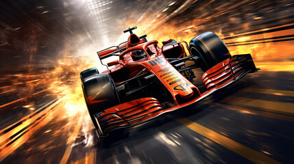 Formula 1 bolid on racing track 