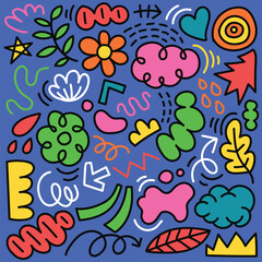 Hand drawn abstract shape and line pattern