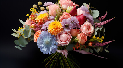 Fresh lush bouquet of colorful flowers