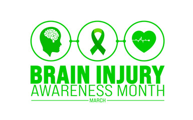 March is Brain Injury Awareness Month background template. Holiday concept. use to background, banner, placard, card, and poster design template with text inscription and standard color. vector
