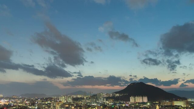 한국 도시 구름 야경 타임랩스 춘천