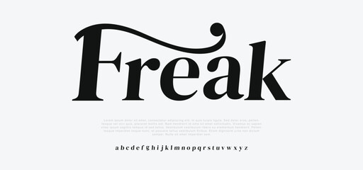Freak Elegant alphabet letters font and number. Classic Lettering Minimal Fashion Designs. Typography modern serif fonts regular uppercase lowercase and numbers. vector illustration - obrazy, fototapety, plakaty