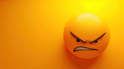 Fotobehang 3d anger emoji on isolated yellow background. emoticon angry face on a yellow background © Rangga Bimantara