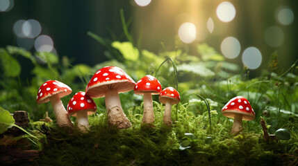 A group of mushrooms - Powered by Adobe