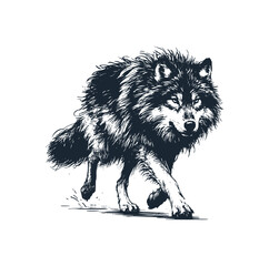 The wolf. Rough sketch. Vector illustration.