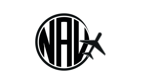 NAV three initial letter circle tour & travel agency logo design vector template. hajj Umrah agency, abstract, wordmark, business, monogram, minimalist, brand, company, flat, tourism agency, tourist