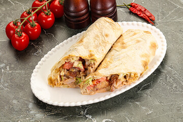 Shawarma with grilled chicken meat