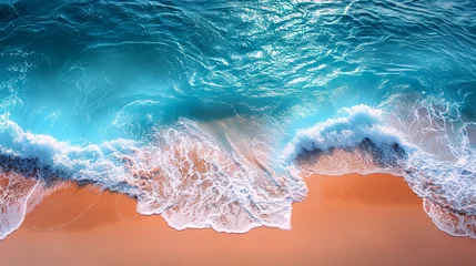 Foto op Canvas Ocean waves on the beach as a background. a sandy beach with blue water and waves © Imran