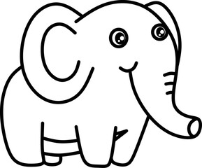 Elephant line art for coloring book page