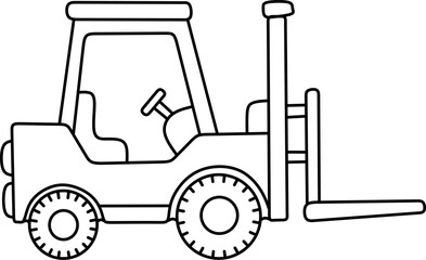 Forklift line art for coloring book page