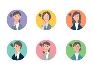 困る表情のビジネスパーソンのアイコンセット