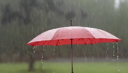 red umbrella in rain
