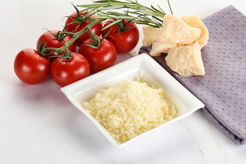 Shredded Italian hard parmesan cheese