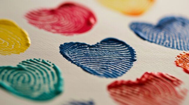 Fingerprint heart and message card Depict a heartwarming Father's Day card featuring colorful 