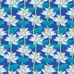 Japanese Lotus Leaf Branch Vector Seamless Pattern