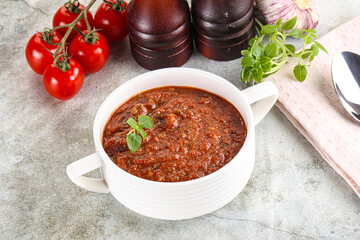 Spanish traditional gazpacho tomato soup