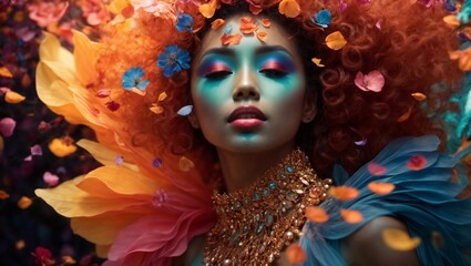 Woman with an artistic taste in makeup 