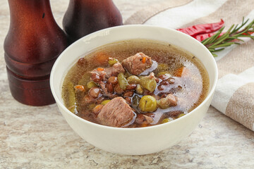 Soup with lentil and chicken