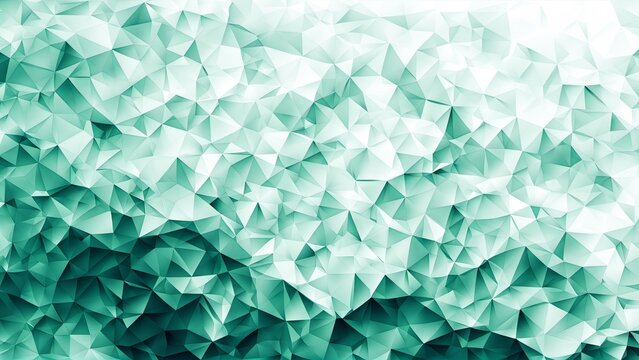 Green and white angular triangular tiles creating a textured design 