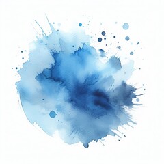 Watercolor drop stain isolated. Blue, Dust. Explosion. Isolated. on White Background. abstract....
