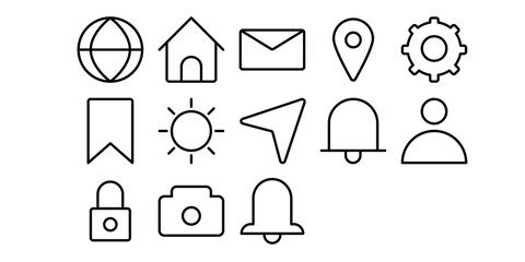 collection of UI icons with stroke style, suitable for web and mobile purposes