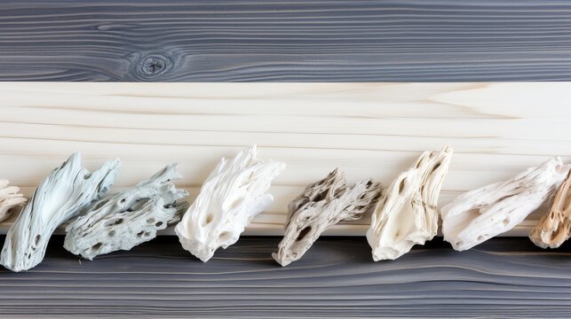 Close-up of wood in the background with a color palette that is dominated by soothing tones.