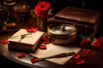 Romantic valentines day celebration with vibrant red hues, love letters, and memorable gestures.