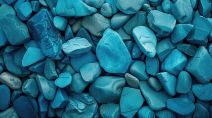 Abstract nature pebbles background. Blue pebbles texture. Stone background. Blue vintage color. Sea pebble beach. Beautiful nature. Turquoise color - obrazy, fototapety, plakaty