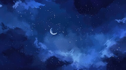 Fototapeta na wymiar background night sky with stars, moon and clouds.