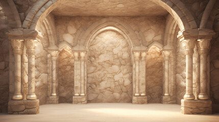Ancient wall with pillars