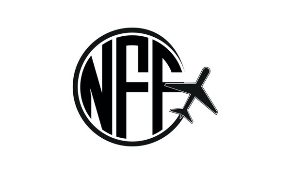 NFF three initial letter circle tour & travel agency logo design vector template. hajj Umrah agency, abstract, wordmark, business, monogram, minimalist, brand, company, flat, tourism agency, tourist