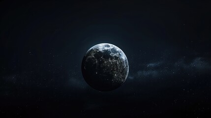 Earth's Moon Glowing On Black Background