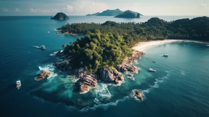 Fototapeten Aerial view of a tropical island illustration © crazyass
