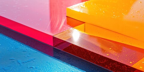 Textures in close-up, sleek plastic surface, Vibrant hues and fine