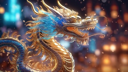 Obraz premium Dragon status High definition photography creative wallpaper ai generative images