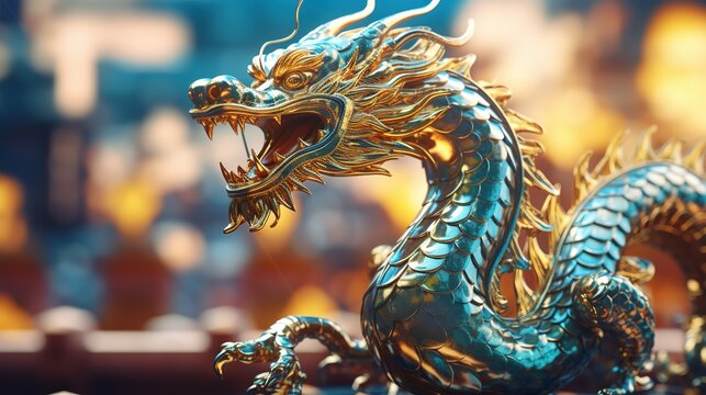Dragon status High definition photography creative wallpaper ai generative images