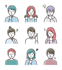 いろいろな表情の男女のベクターイラスト 2