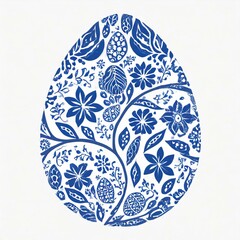 Blue and White Scandinavian Easter Egg Design