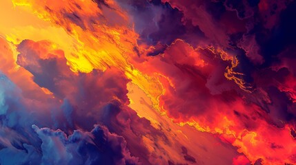 Abstract background of red and orange clouds in the sky. 3d rendering