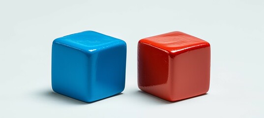 Red and blue cube block on white background. Symbolizes the presidential election democracy choice. Generative AI technology.