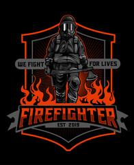 Naklejka na ściany i meble firefighter t-shirt design template