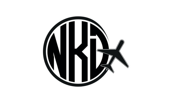 NKD three initial letter circle tour & travel agency logo design vector template. hajj Umrah agency, abstract, wordmark, business, monogram, minimalist, brand, company, flat, tourism agency, tourist
