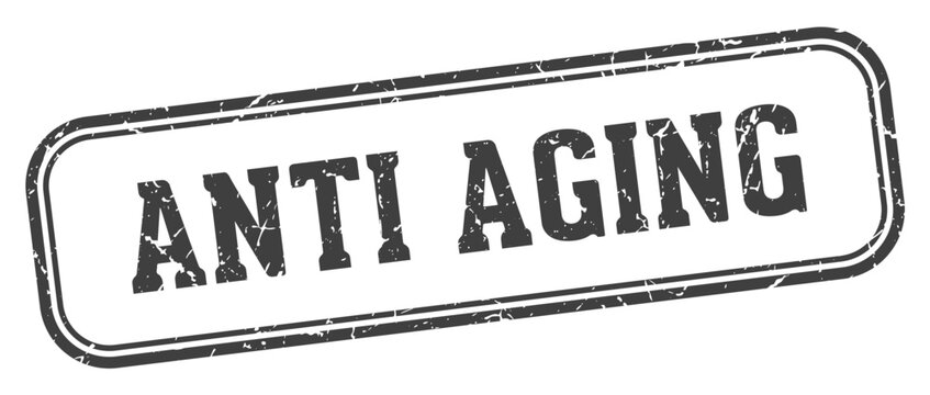 anti aging stamp. anti aging rectangular stamp on white background