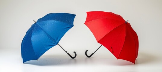 Red and blue colors umbrella. Symbolizes the presidential election democracy choice. Generative AI technology.