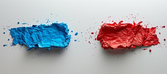 Rough paint brush. Blue and red colors. Symbolizes the presidential election democracy choice. Generative AI technology. - obrazy, fototapety, plakaty